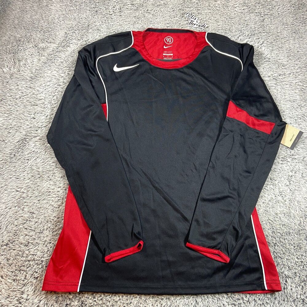 Nike Total 90 Dri-FIT Long Sleeve Soccer Top Sz Medium Men Black Red HV3512-010